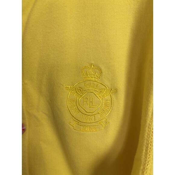 Y2K LRL Lauren Jeans Co Yellow Button Up Hoodie Crest Size Large Preppy Casual - Picture 3 of 6